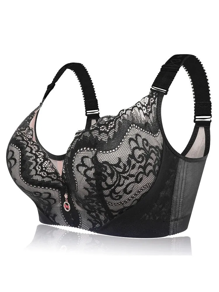 Push Up Lace Embroidery Padded Cup Underwire Bras