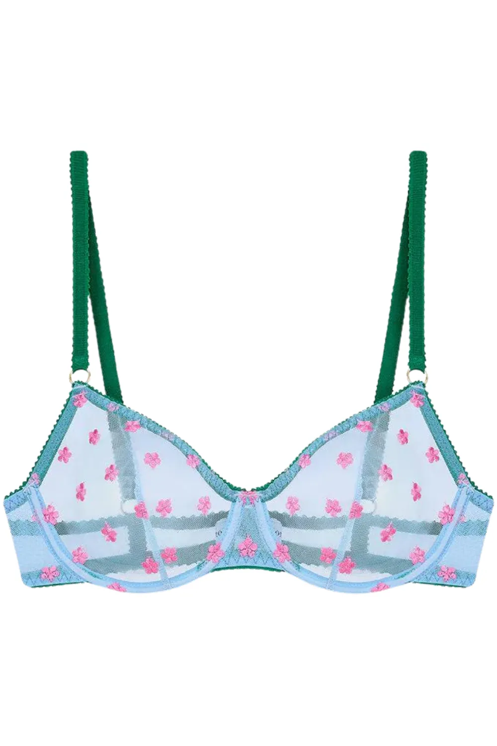 Sage Embroidered Underwire Bra Blue
