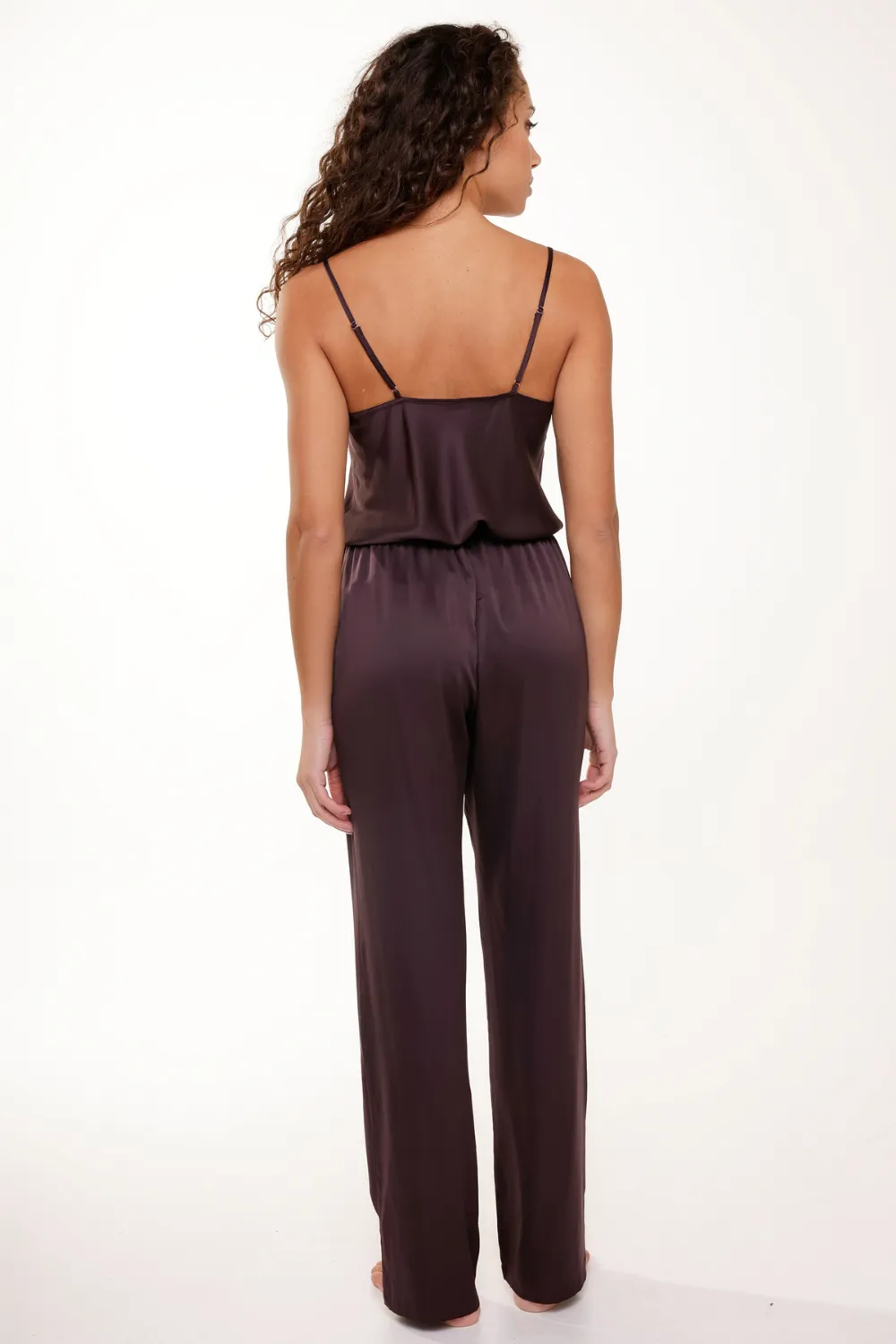 Satin Cami Top & Pants Pyjama Set Dark Pepper