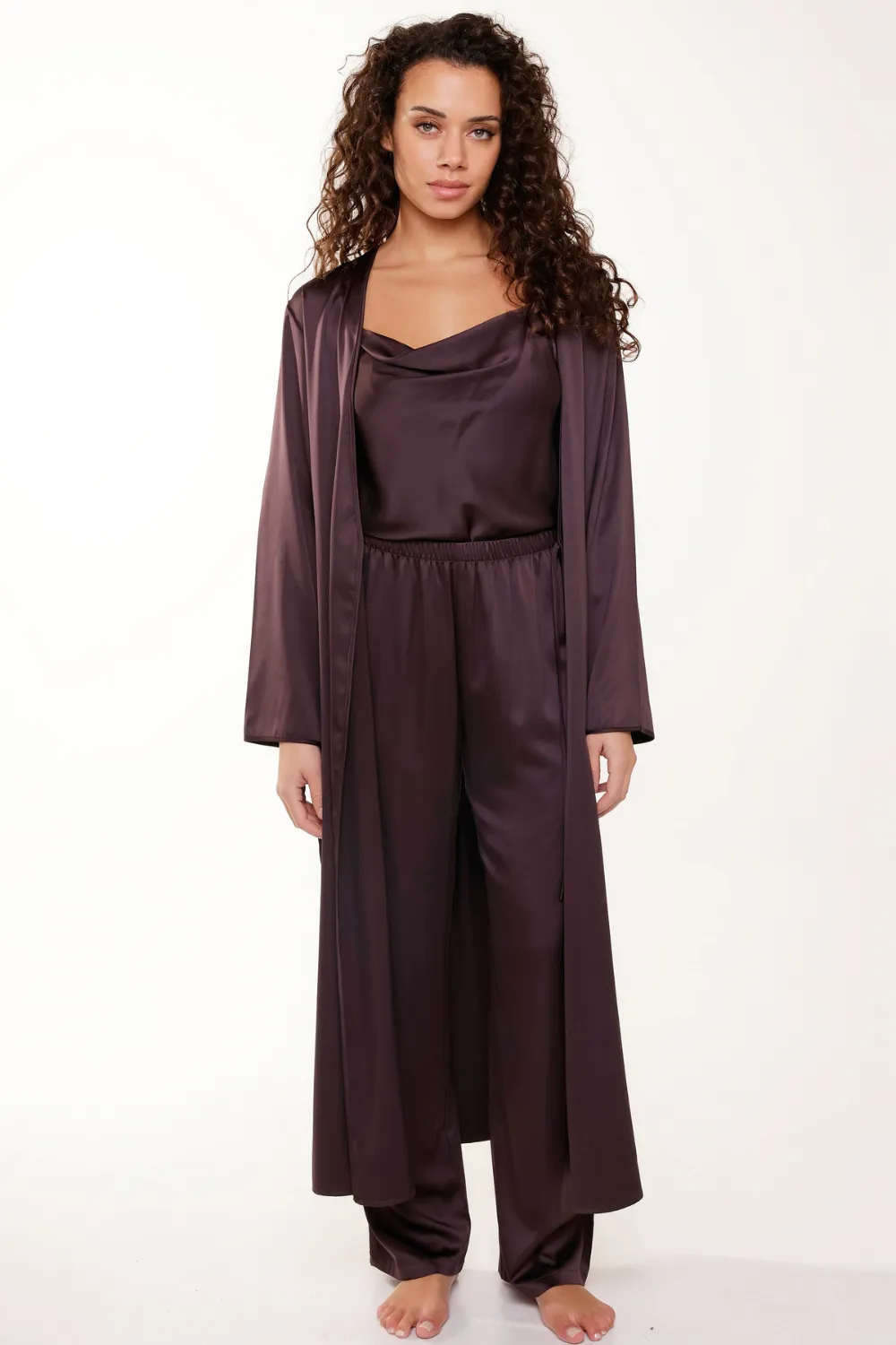 Satin Cami Top & Pants Pyjama Set Dark Pepper
