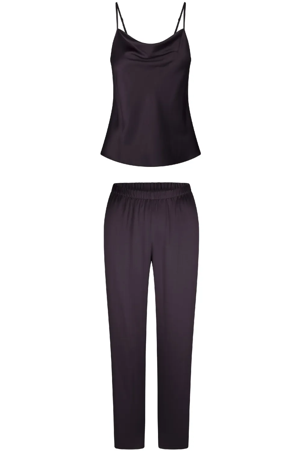 Satin Cami Top & Pants Pyjama Set Dark Pepper
