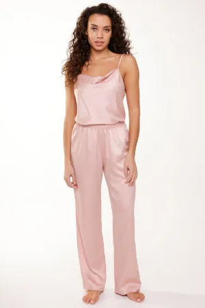 Satin Cami Top & Pants Pyjama Set Rose Smoke