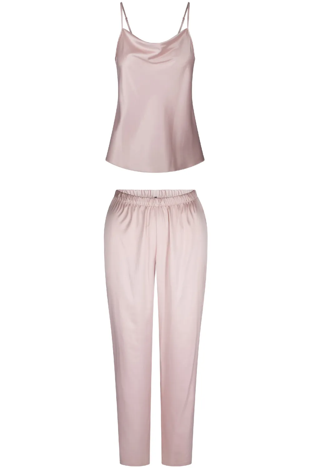 Satin Cami Top & Pants Pyjama Set Rose Smoke