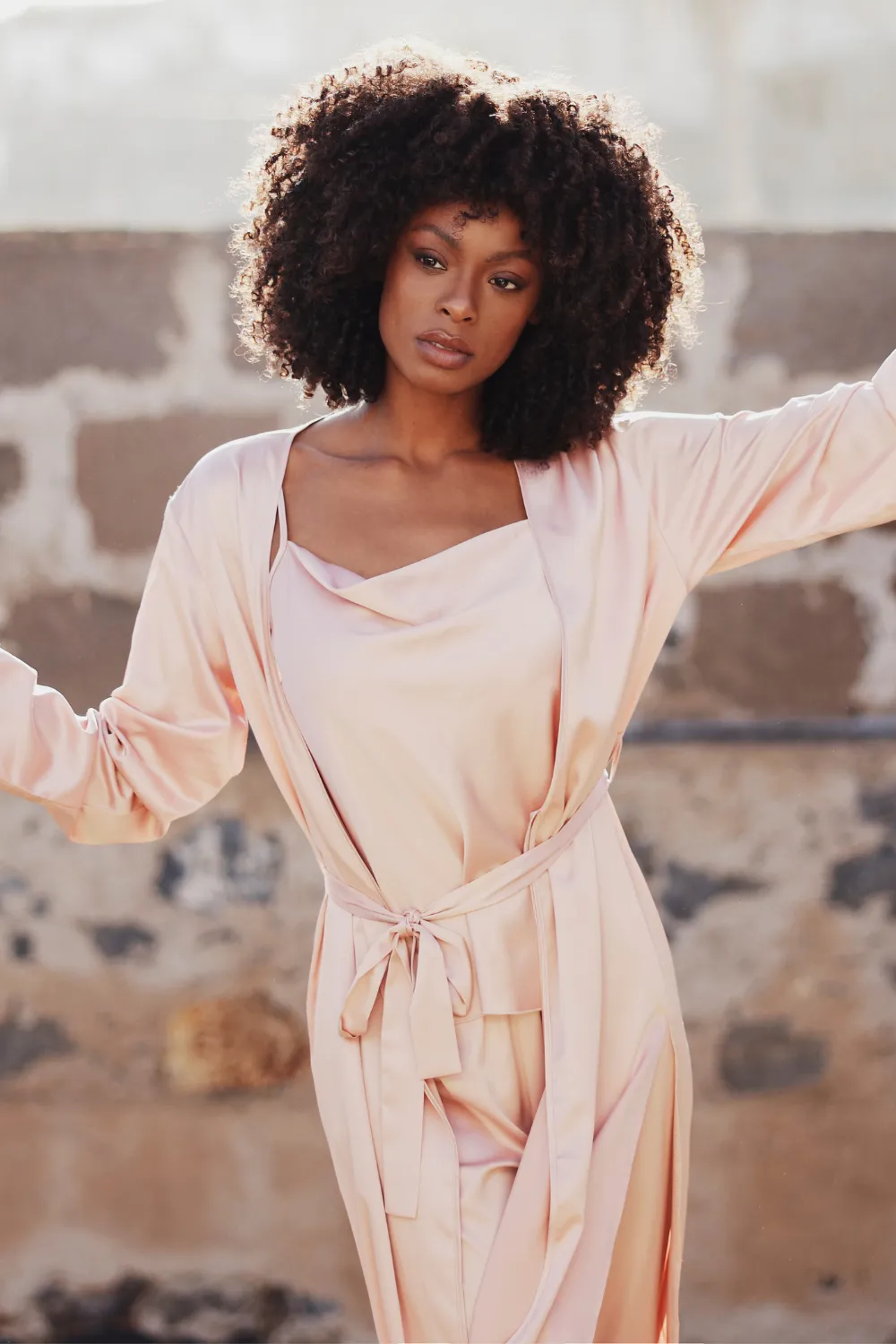 Satin Cami Top & Pants Pyjama Set Rose Smoke