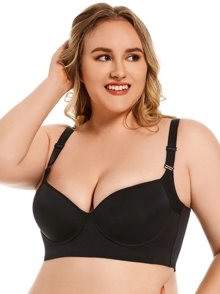 Seamless Deep V Push Up Underwire Bra