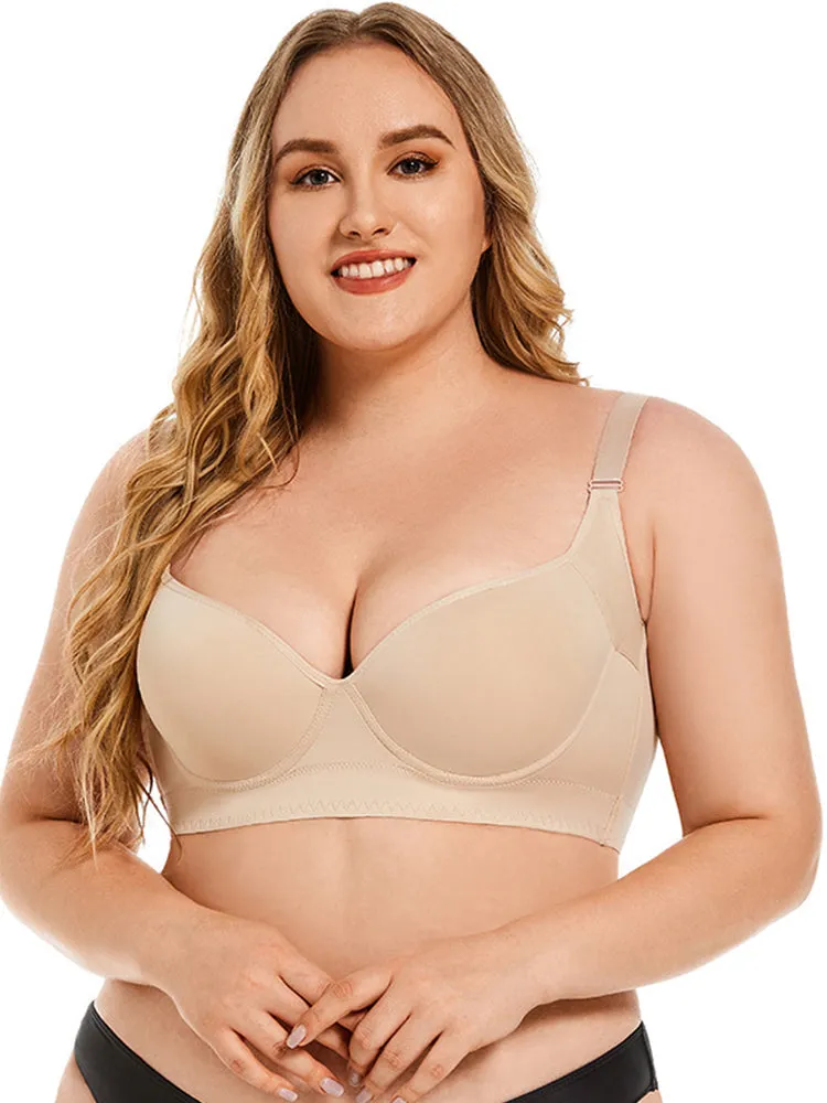 Seamless Deep V Push Up Underwire Bra