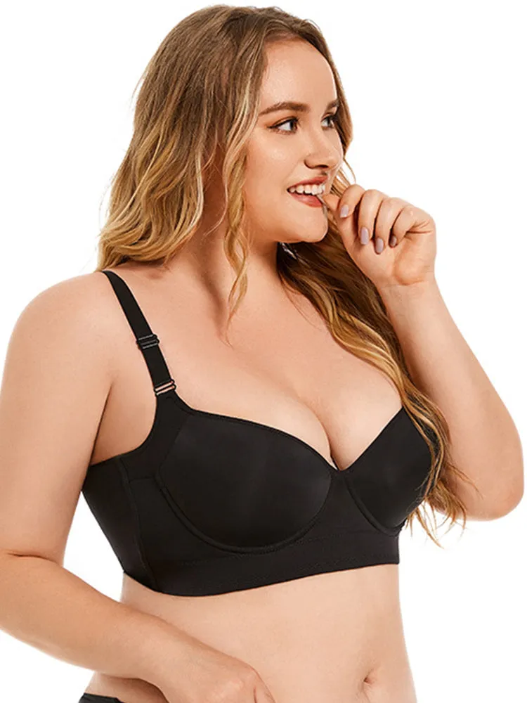 Seamless Deep V Push Up Underwire Bra