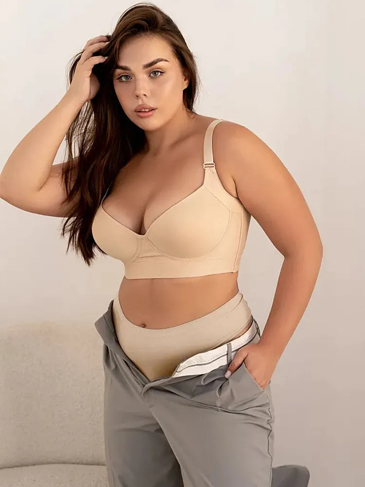 Seamless Deep V Underwire Push-Up Bra