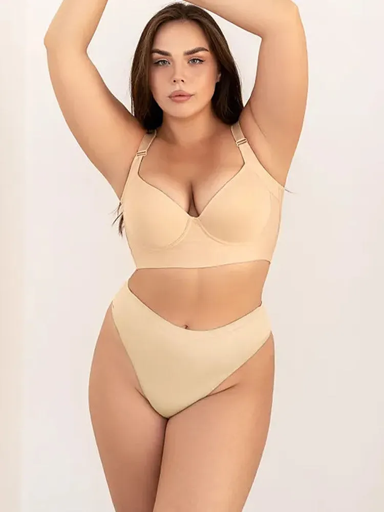 Seamless Deep V Underwire Push-Up Bra