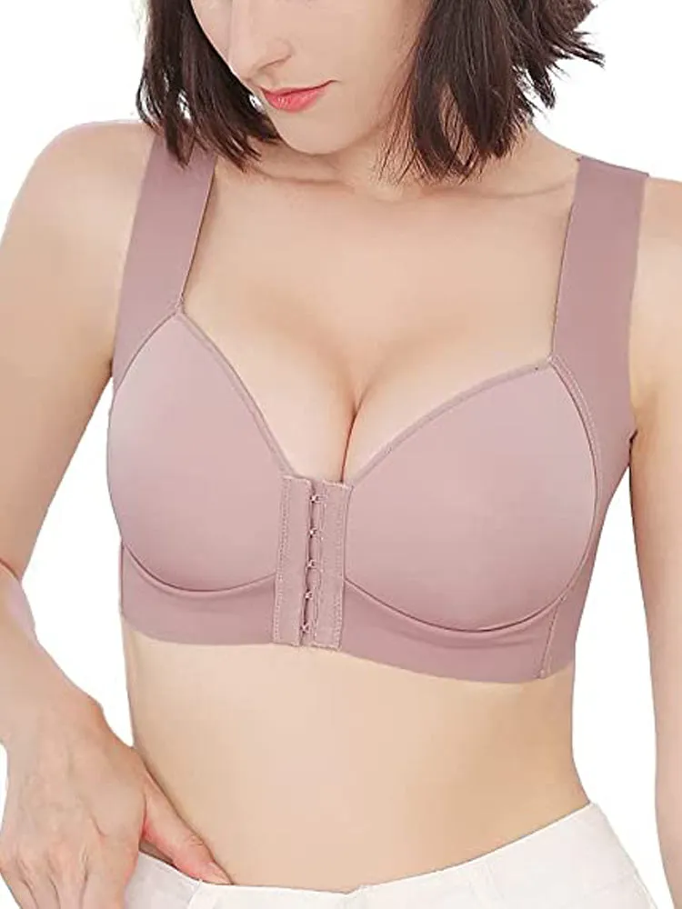 Seamless Front Closure Wire-free Push Up Bra