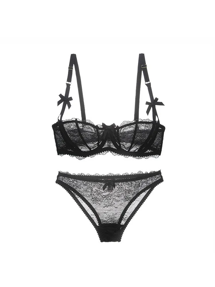 Sexy Lace Lingerie Set Demi Cup Underwire Bras
