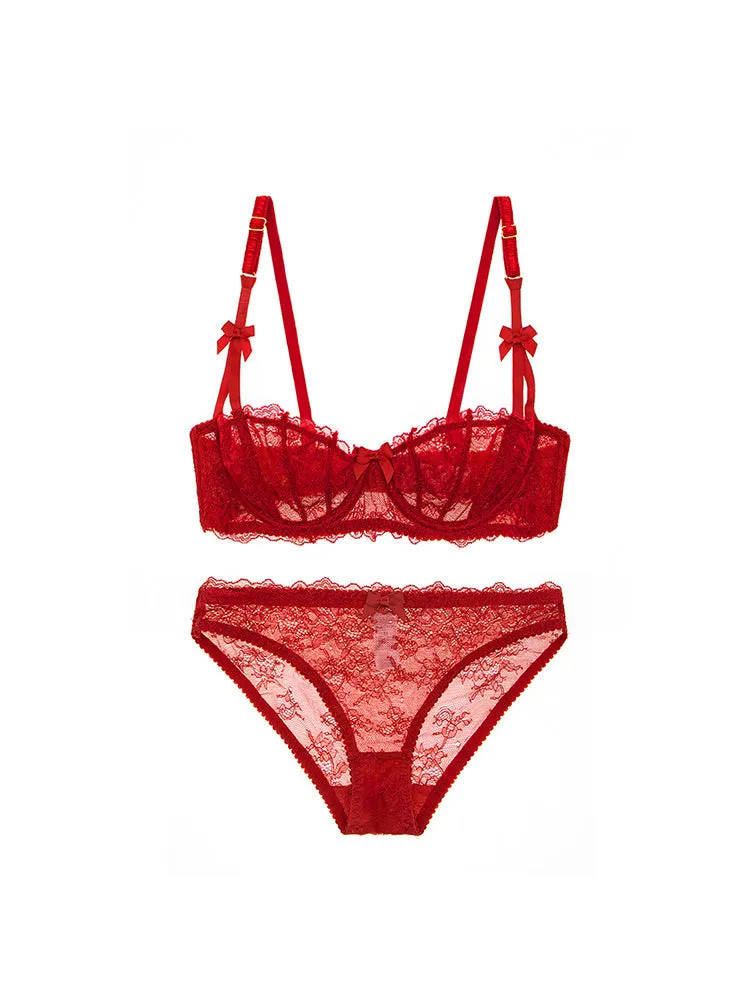 Sexy Lace Lingerie Set Demi Cup Underwire Bras