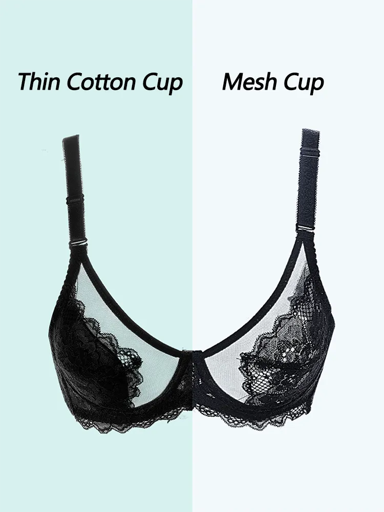Sexy Lace Mesh Deep V-neck Push-up Bra
