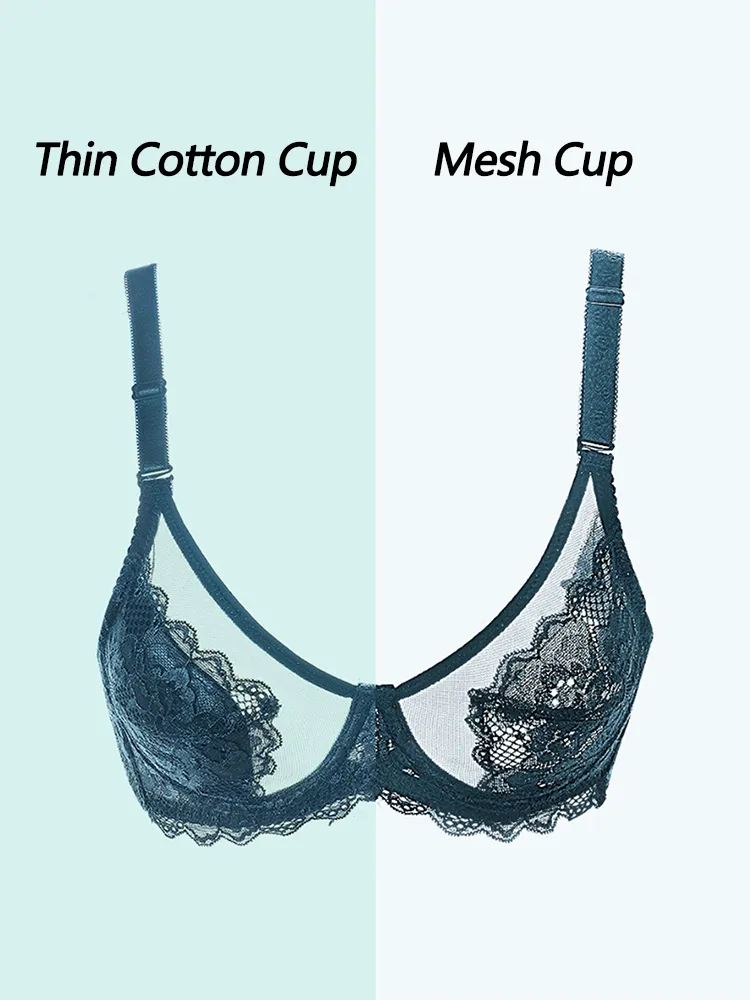Sexy Lace Mesh Deep V-neck Push-up Bra