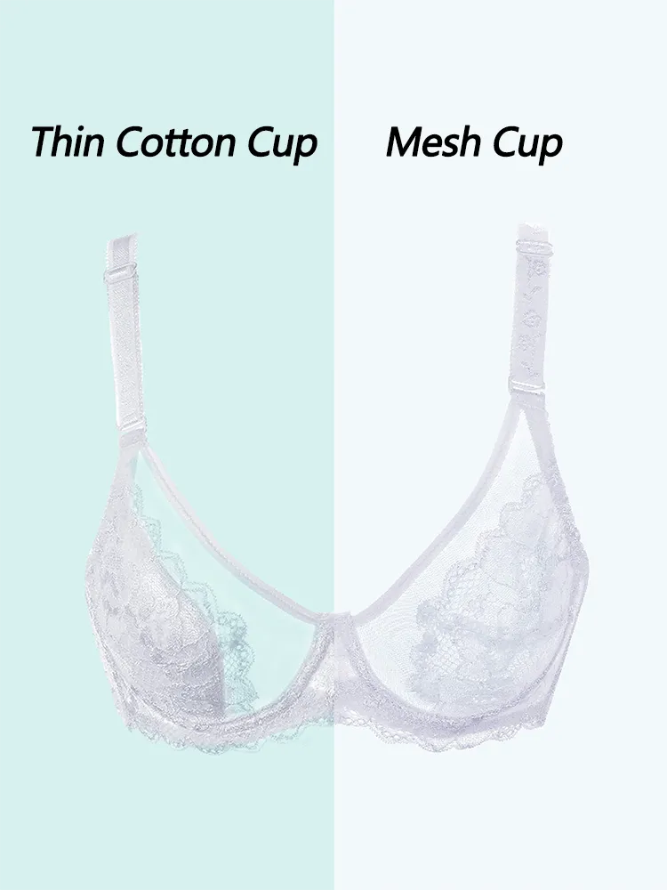 Sexy Lace Mesh Deep V-neck Push-up Bra
