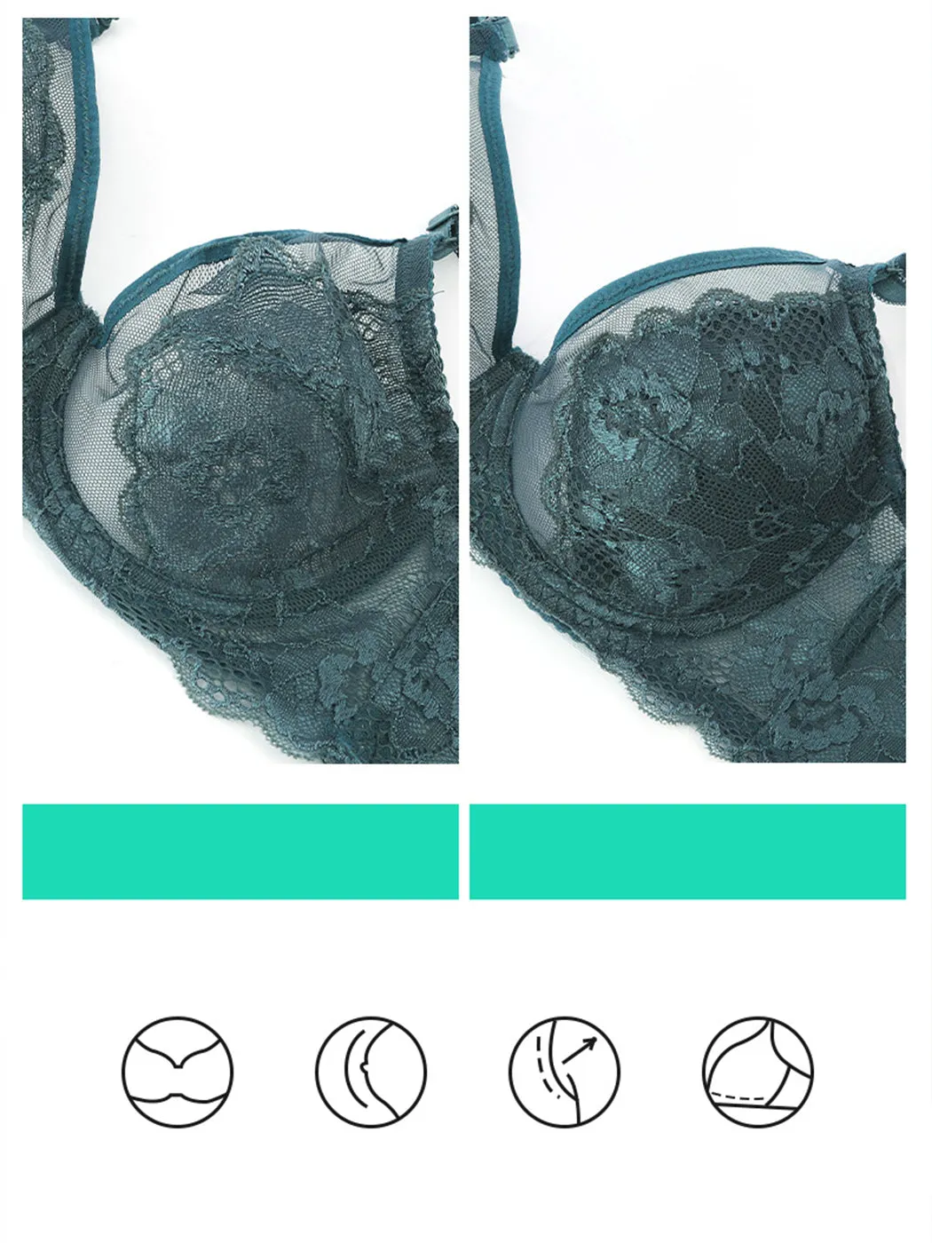Sexy Lace Mesh Deep V-neck Push-up Bra