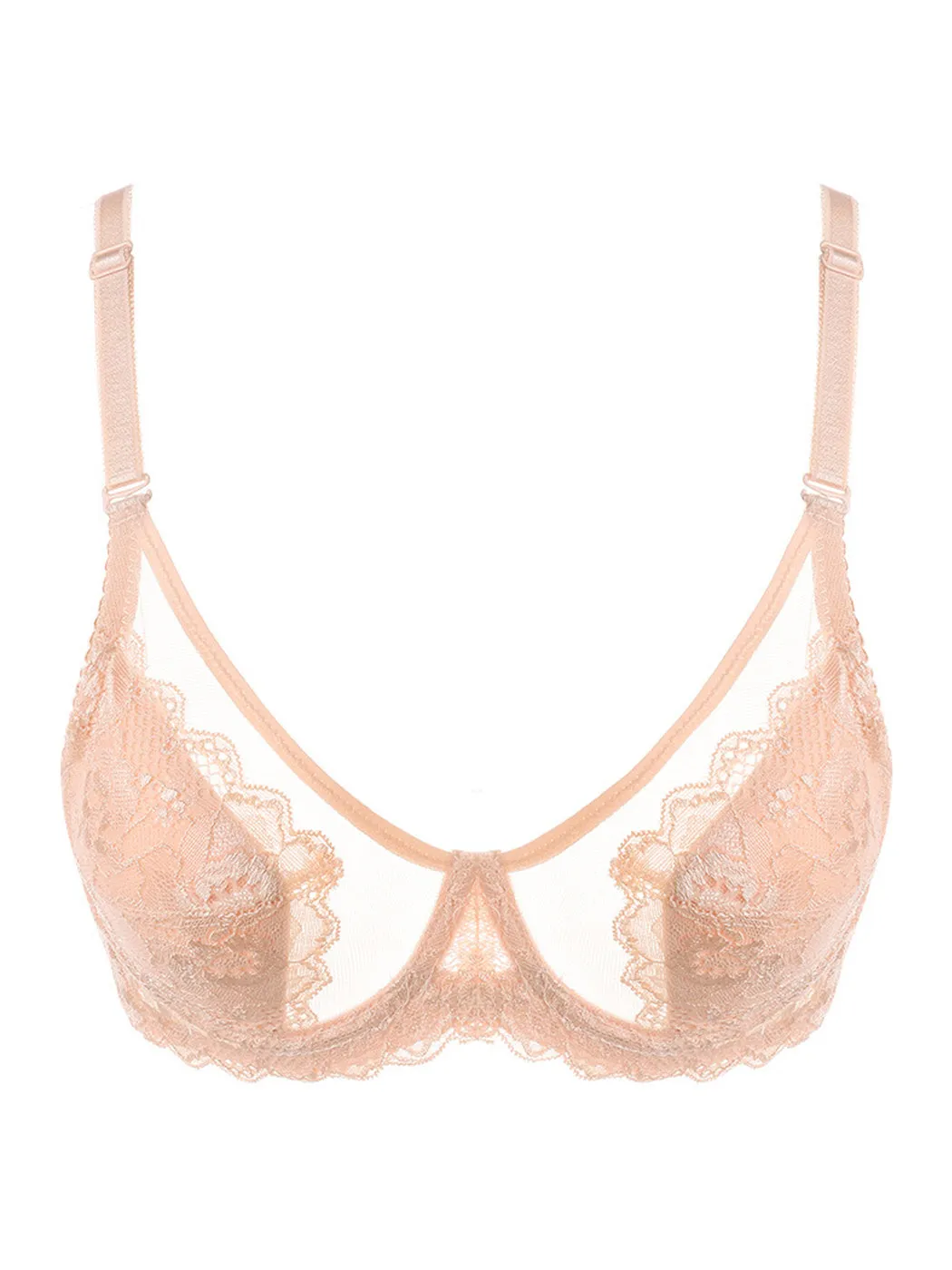 Sexy Lace Mesh Deep V-neck Push-up Bra