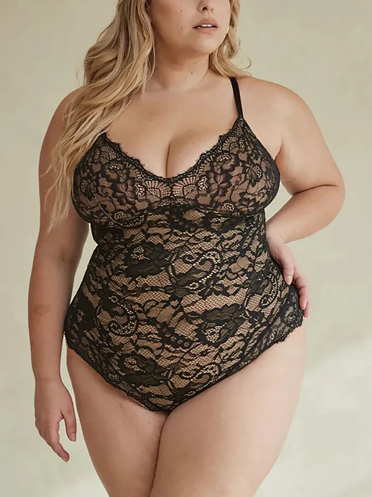 Sexy Lace Naughty Bodysuit One Piece Deep V Lingerie Babydoll Shapewear