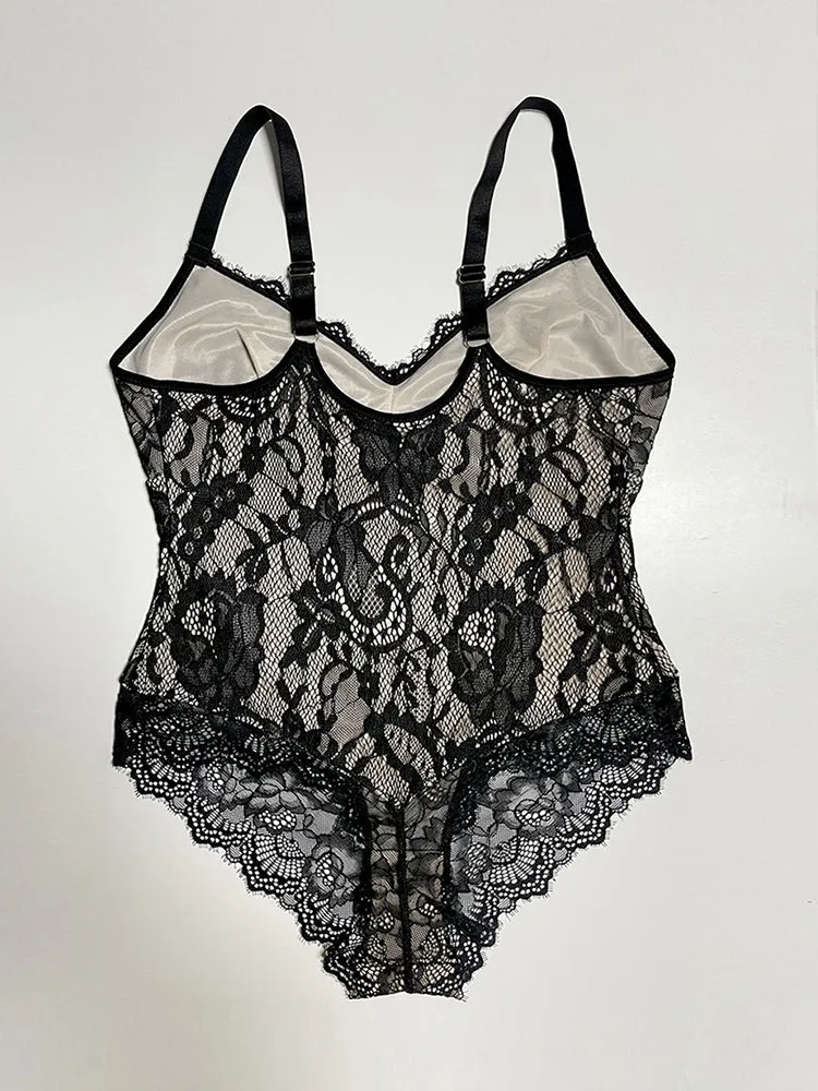 Sexy Lace Naughty Bodysuit One Piece Deep V Lingerie Babydoll Shapewear