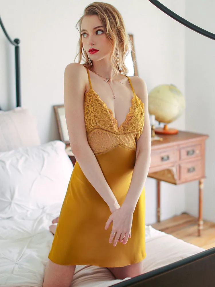 Sexy Lingerie Lace Silk Slip Dress Satin Babydoll Nightwear