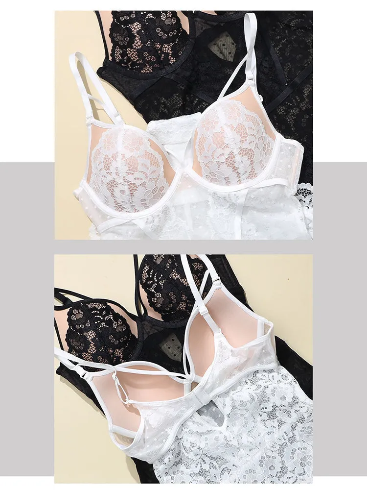 Sexy Lingerie Women V-Neck Lace Bodysuit with Underwire