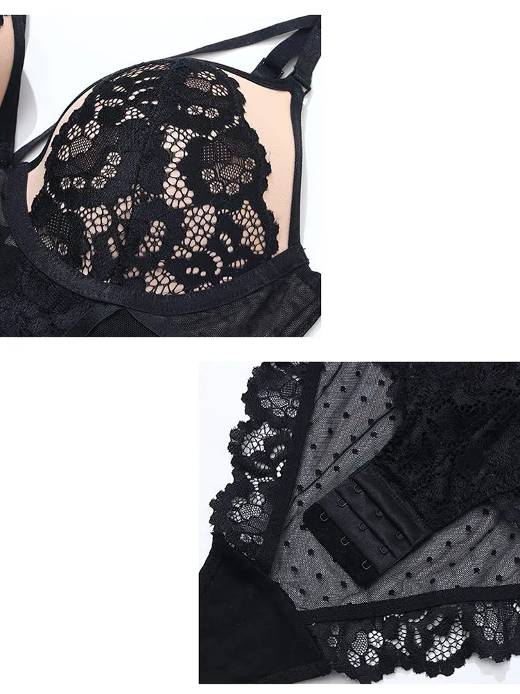 Sexy Lingerie Women V-Neck Lace Bodysuit with Underwire