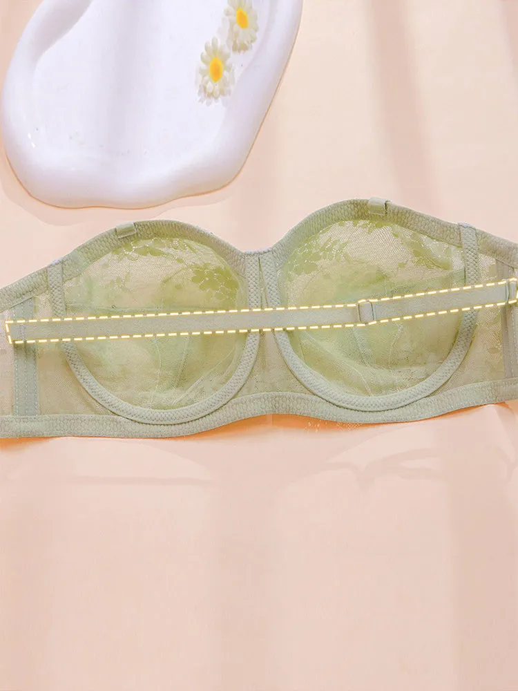 Sheer Mesh Minimizer Underwire Strapless Bras