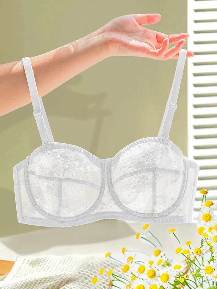 Sheer Mesh Minimizer Underwire Strapless Bras