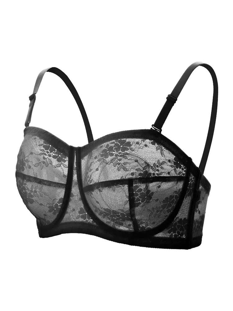 Sheer Mesh Minimizer Underwire Strapless Bras