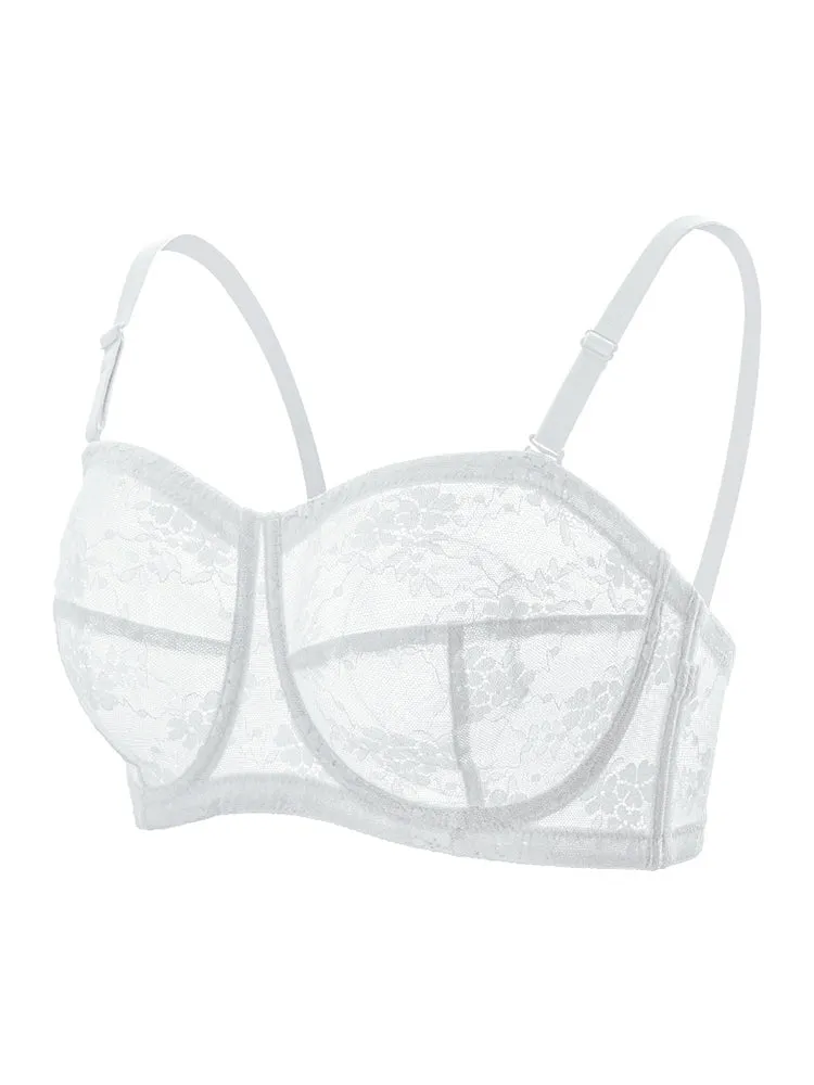 Sheer Mesh Minimizer Underwire Strapless Bras