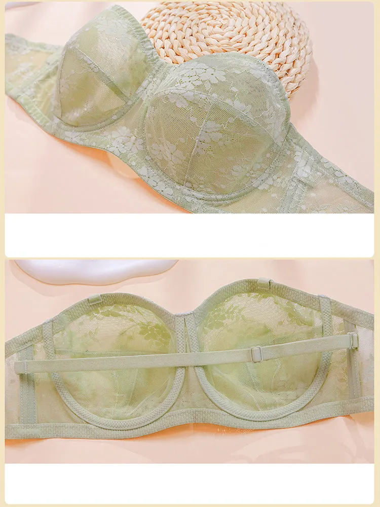 Sheer Mesh Minimizer Underwire Strapless Bras