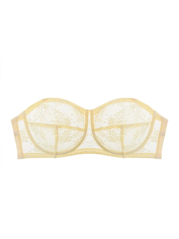 Sheer Mesh Minimizer Underwire Strapless Bras