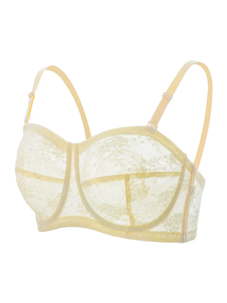 Sheer Mesh Minimizer Underwire Strapless Bras