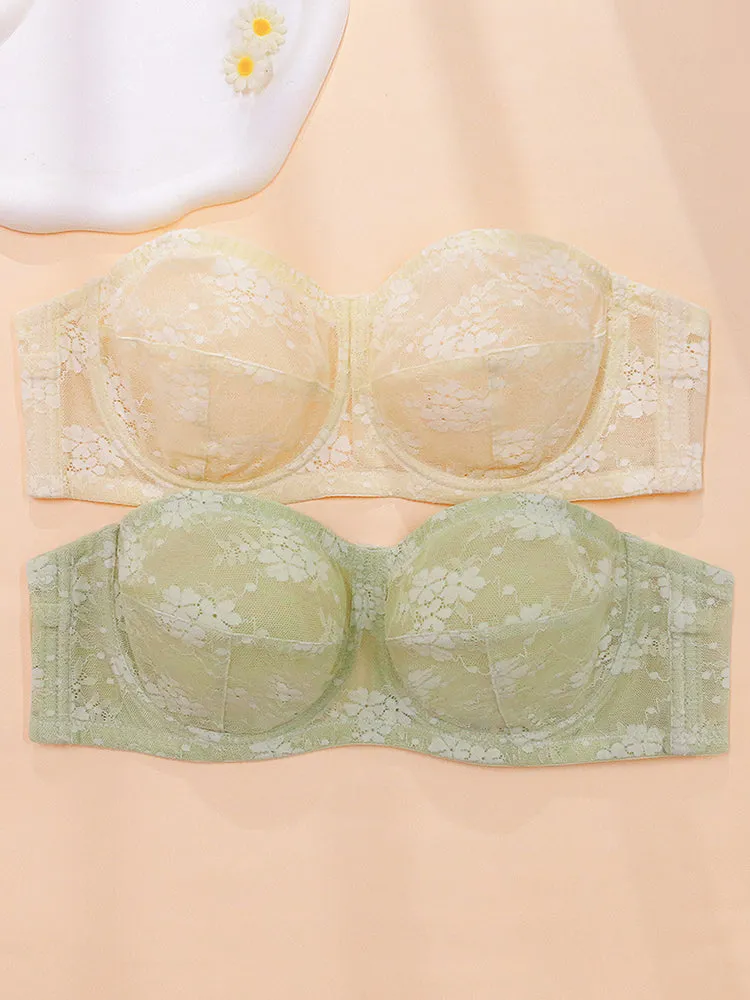 Sheer Mesh Minimizer Underwire Strapless Bras