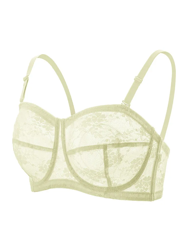 Sheer Mesh Minimizer Underwire Strapless Bras
