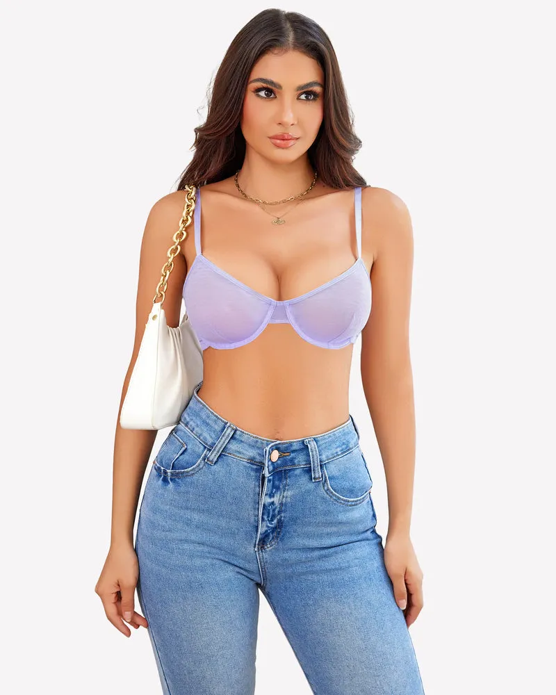 Sheer Mesh Unlined Underwire Bra
