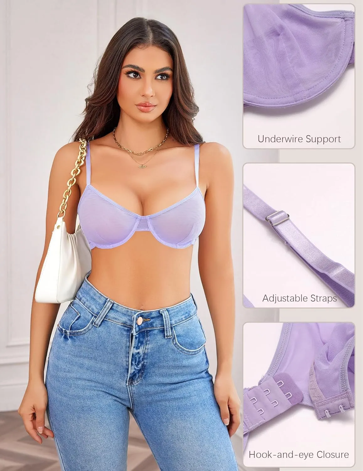 Sheer Mesh Unlined Underwire Bra