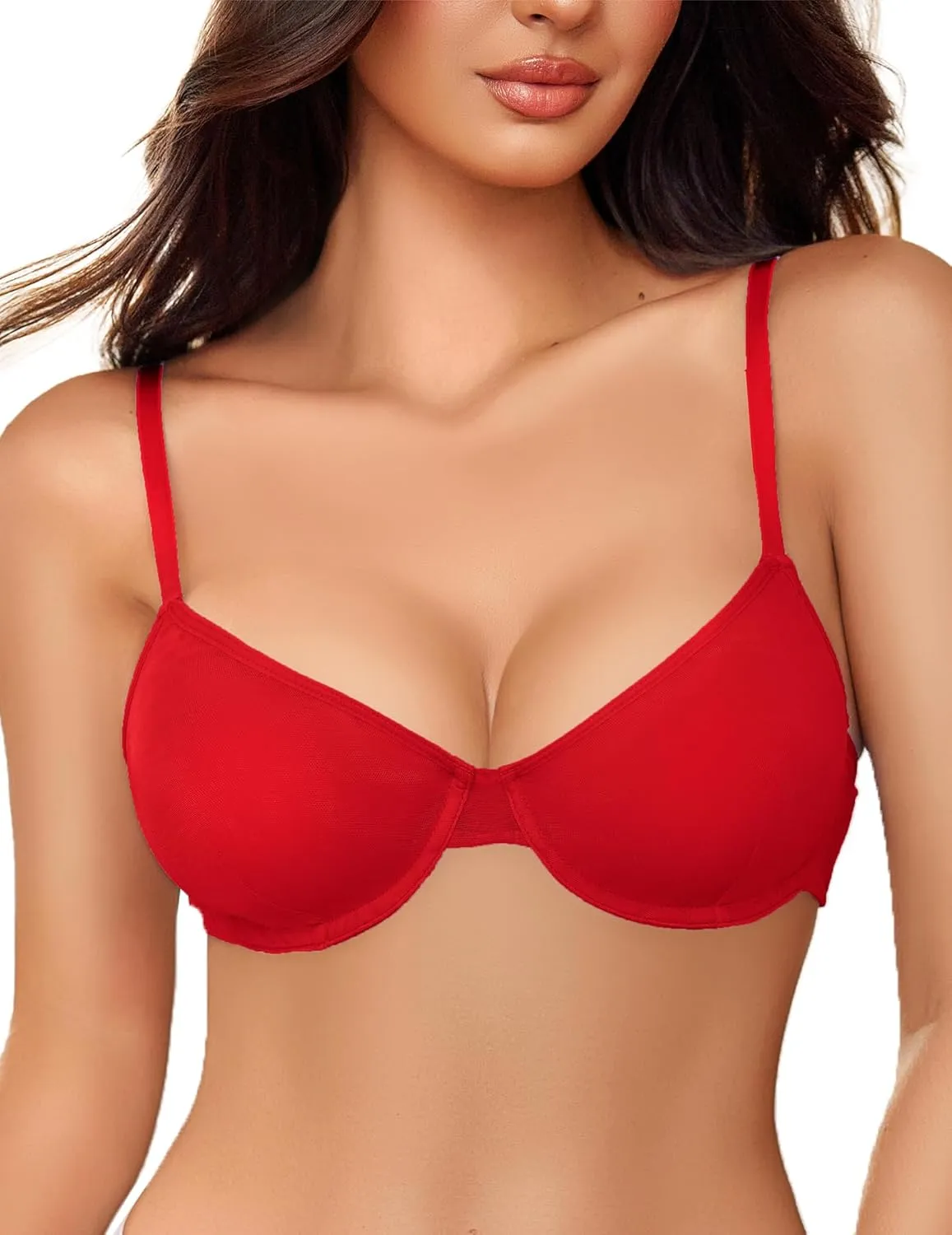 Sheer Mesh Unlined Underwire Bra
