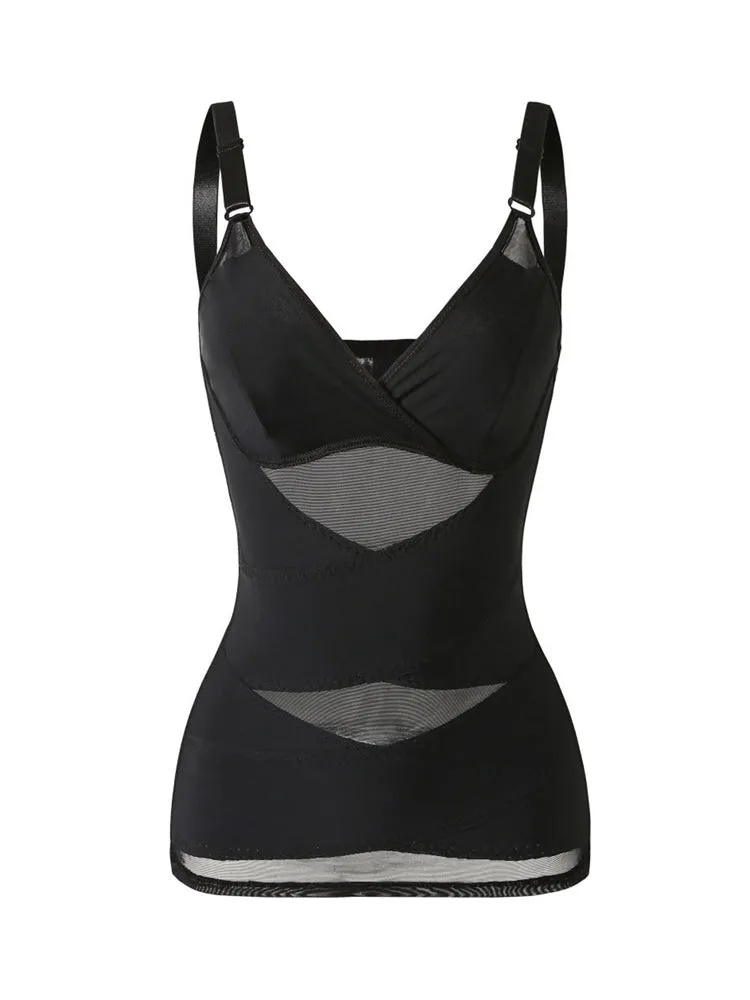 Sheer Mesh V-Neck Bodysuit for Women