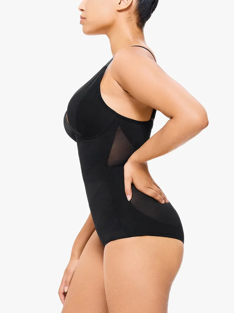 Sheer Mesh V-Neck Bodysuit for Women