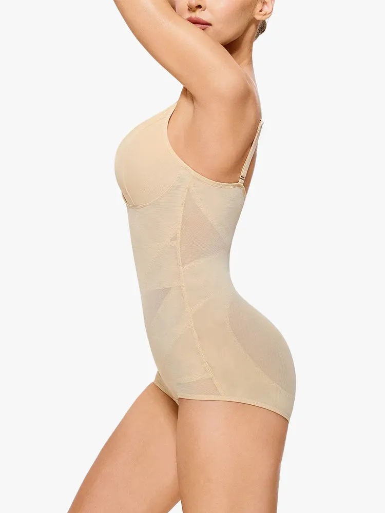Sheer Mesh V-Neck Bodysuit for Women