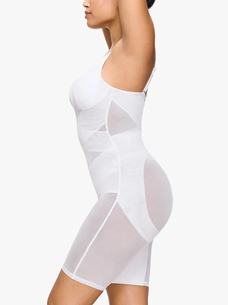 Sheer Mesh V-Neck Bodysuit for Women