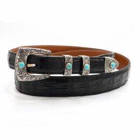 Silver King Santa Cruz w/ Turquoise & 14k Gold Buckle Set 1.0