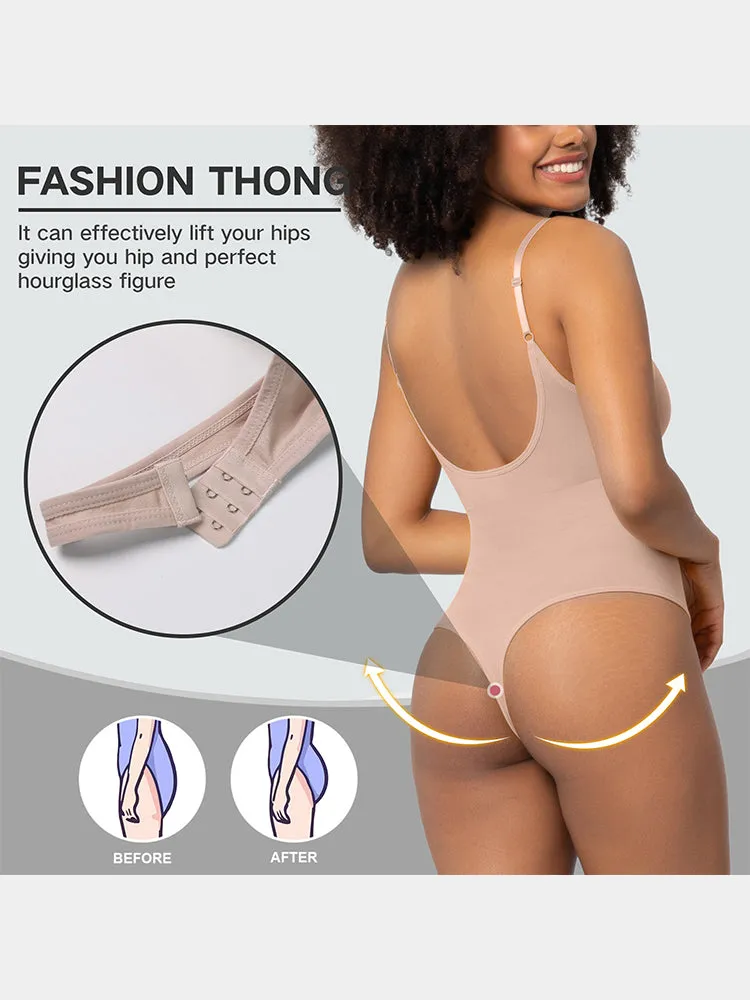 Slim Fit Seamless Tummy Control Thong Bodysuit Shapewear