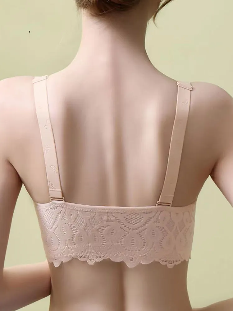 Soft Lace Front Closure Push-Up Wireless Bras