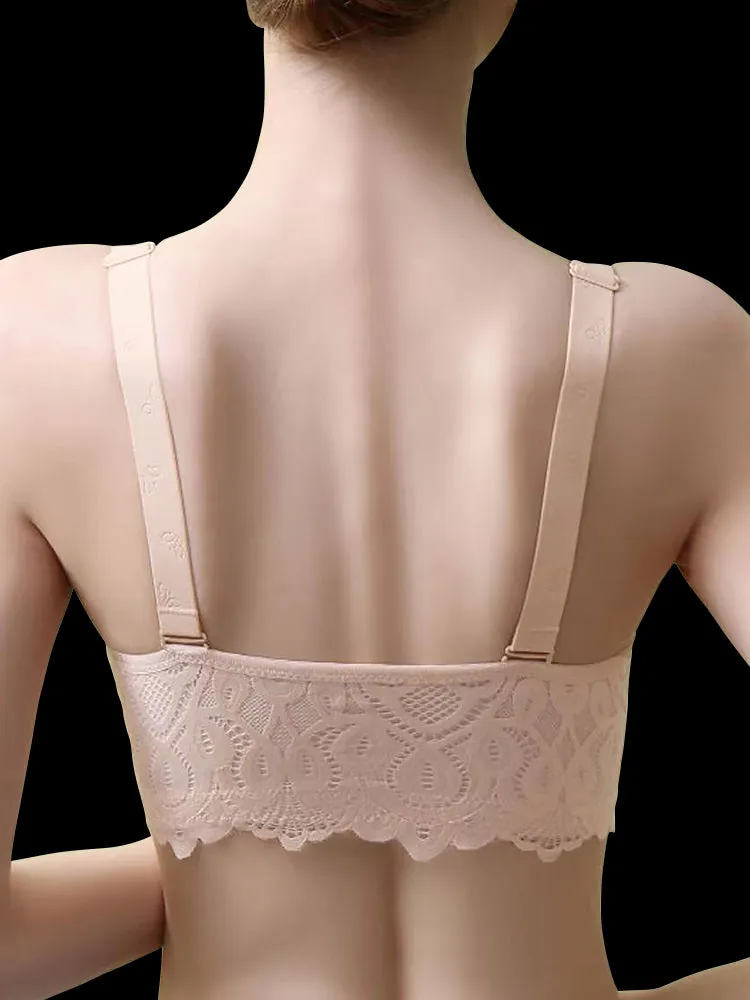 Soft Lace Front Closure Push-Up Wireless Bras
