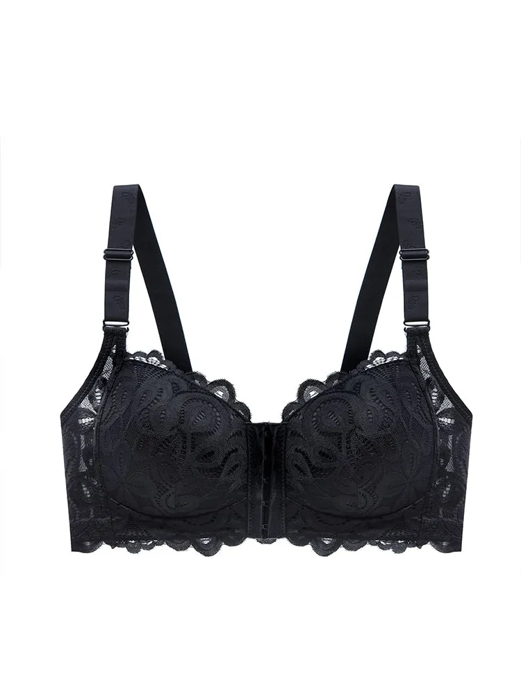 Soft Lace Front Closure Push-Up Wireless Bras