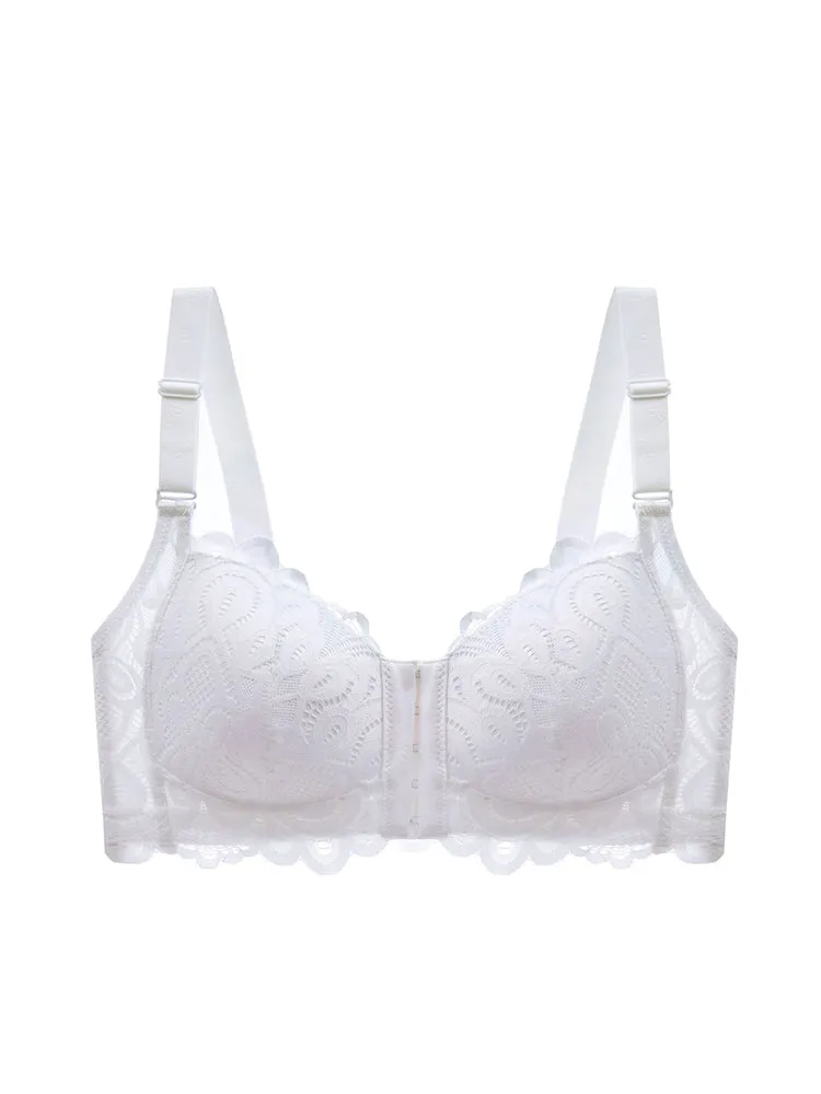 Soft Lace Front Closure Push-Up Wireless Bras