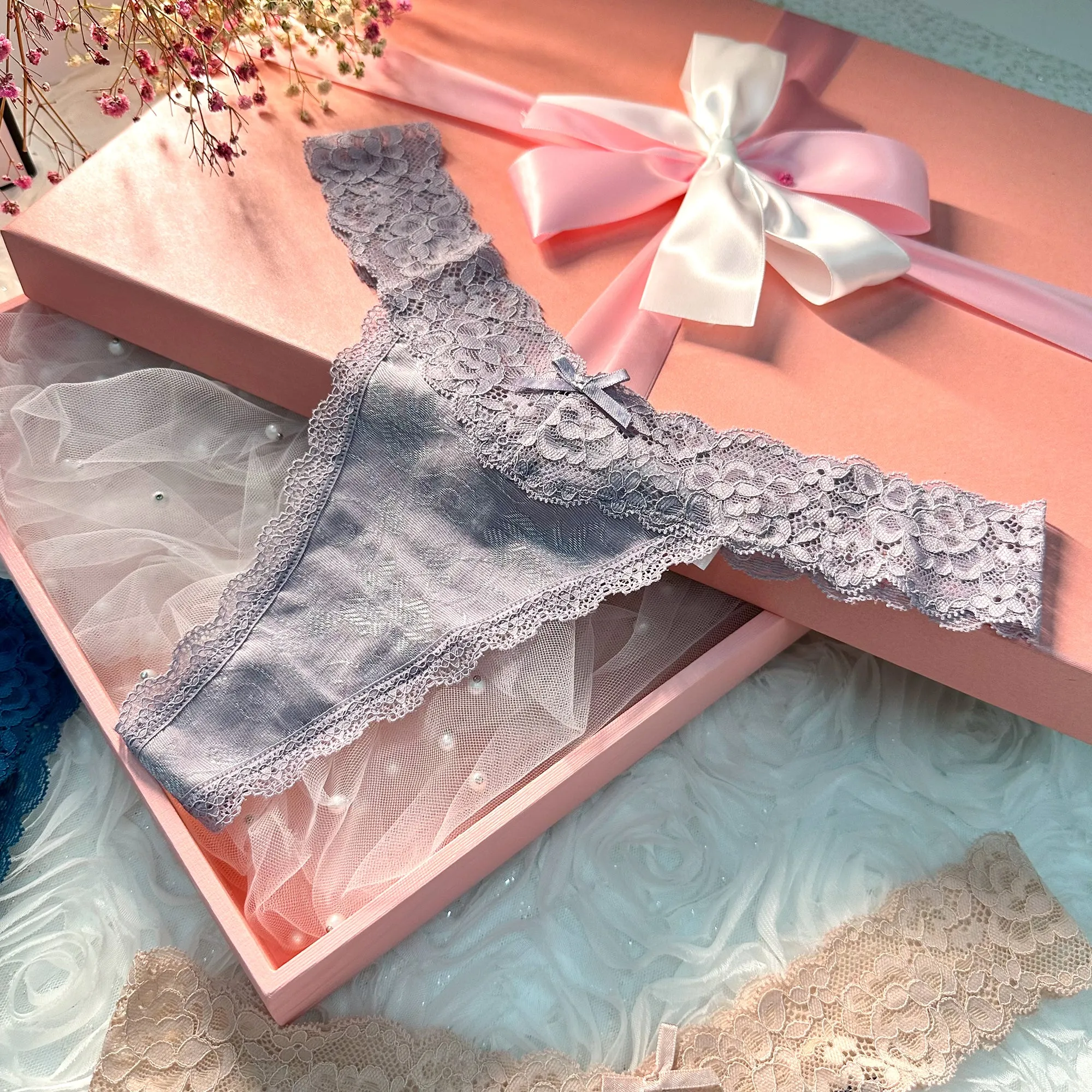Solid Color 3 Pack T Back Lace Low Waist Cotton Seamless Thongs