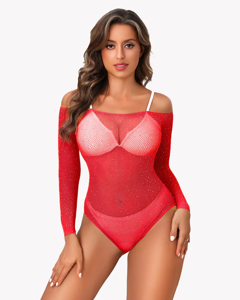 Sparkle Rhineston Fishnet Bodysuit